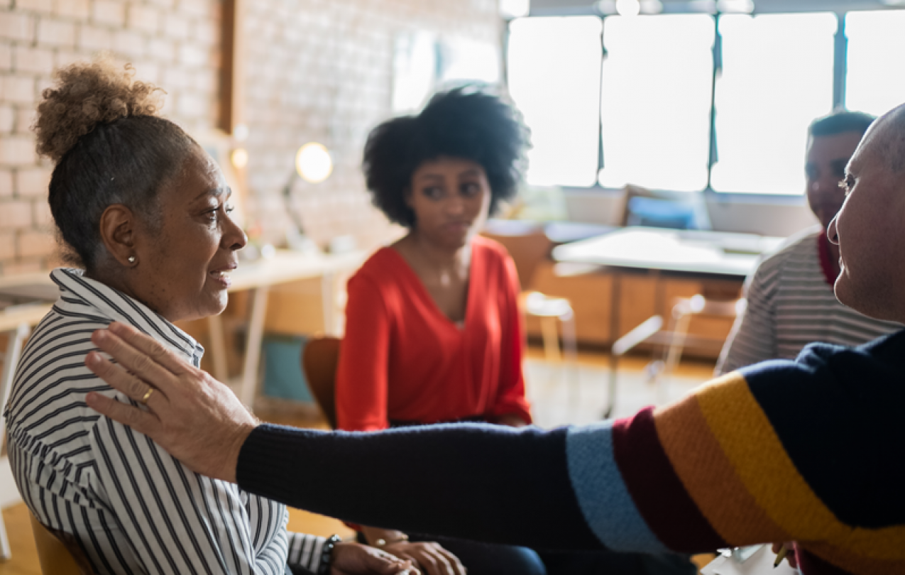 Photo of a woman in a counseling session. Photo credit: Getty Images.